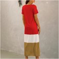 thumbnail image 5 of QUYUON Womens T Shirt Long Dress Casual Color Block Maxi Dress Summer Striped Printed V-Neck Short Sleeve Ankle Length Dresses Beach Sundress Loose Shirt Long Dress, 5 of 5