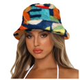 thumbnail image 2 of Dyfzdhu Winter Printed Thick Bucket Warm Hat Cap Bucket Hat for Women Men Blue, 2 of 4