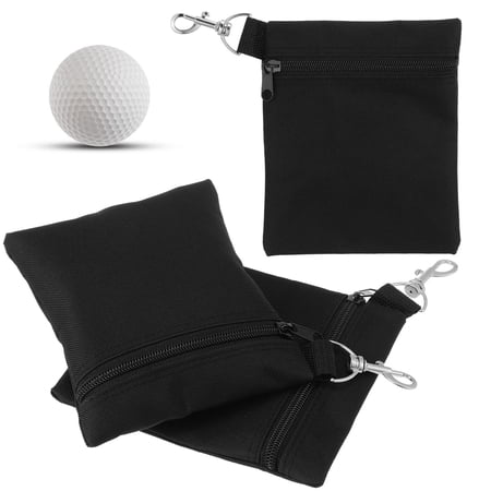 SEWOART 3Pcs Golf Tee Pouch in Black Oxford Cloth with Metal Lobster Clip for Golf Accessories