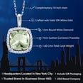 thumbnail image 2 of Gem Stone King 10K White Gold Green Prasiolite and White Diamond Pendant Necklace for Women (1.60 Cttw, Gemstone Birthstone, Cushion Cut 7MM, with 18 inch Chain), 2 of 4