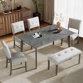 thumbnail image 6 of Miekor Furniture Retro Dining Table, Kitchen Room Table for 6, Minimalist Rectangular Dinette Table for Dining Room and Kitchen, Rubberwood Legs MK7702, 6 of 12