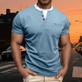 thumbnail image 2 of Zylarhe Mens Tshirt, Men Double Layer Neck Casual T Shirt Daily Wear Basic Top for Spring Summer Autumn Blue2 L, 2 of 8
