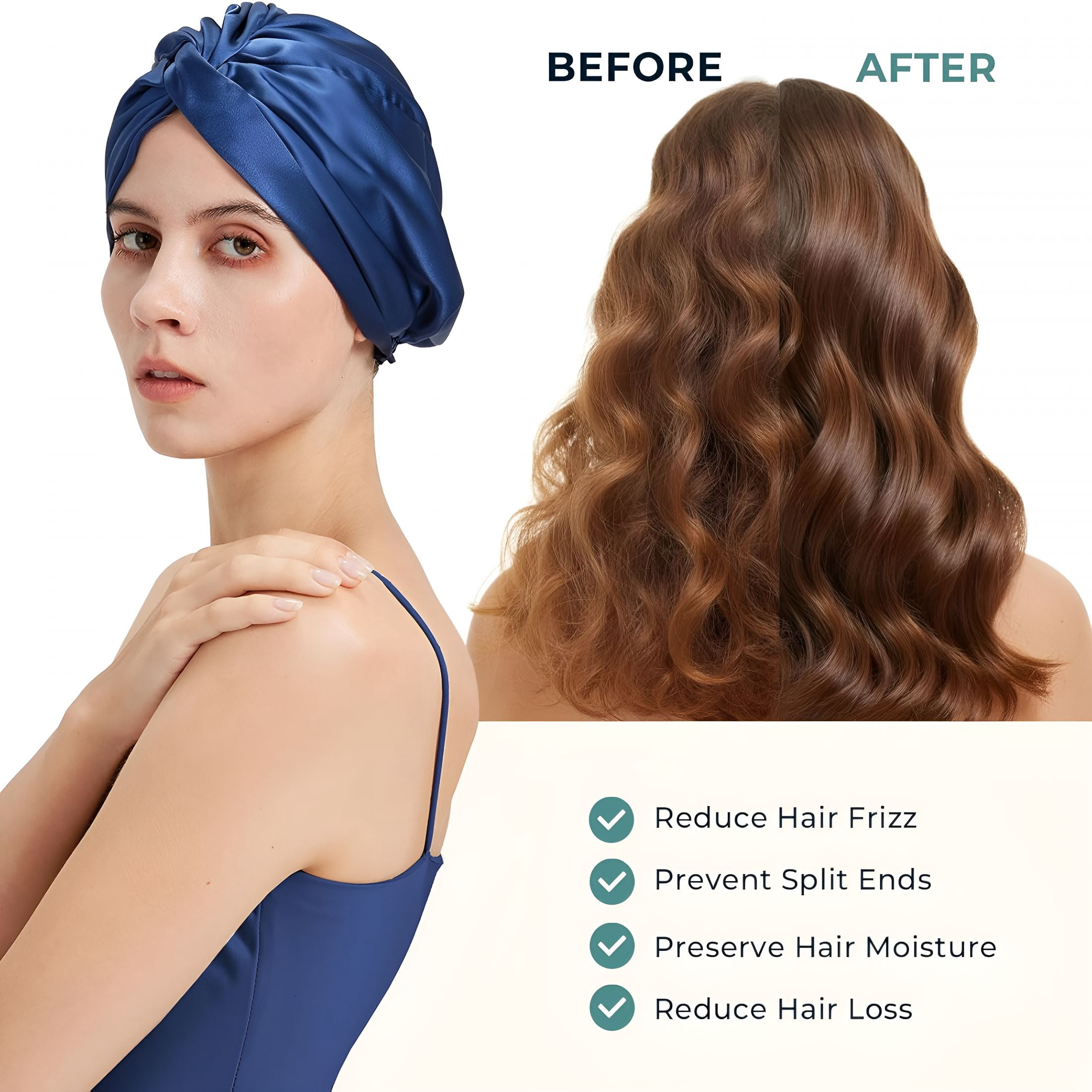 TELOLY 100% Mulberry Silk Bonnet,Double-Layered Hair Bonnet for Sleeping Women,Pure Silk Turban,Night Sleep Hair Wrap