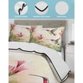 thumbnail image 4 of Quilts Full Size, Hummingbird Red Floral Soft Comforter Bedding Set for Bed, Rustic Botanical Green Ombre Lightweight Quilted Bedspread with Pillow Cover(2 Pieces) for All Season, 78x90 Inch, 4 of 6