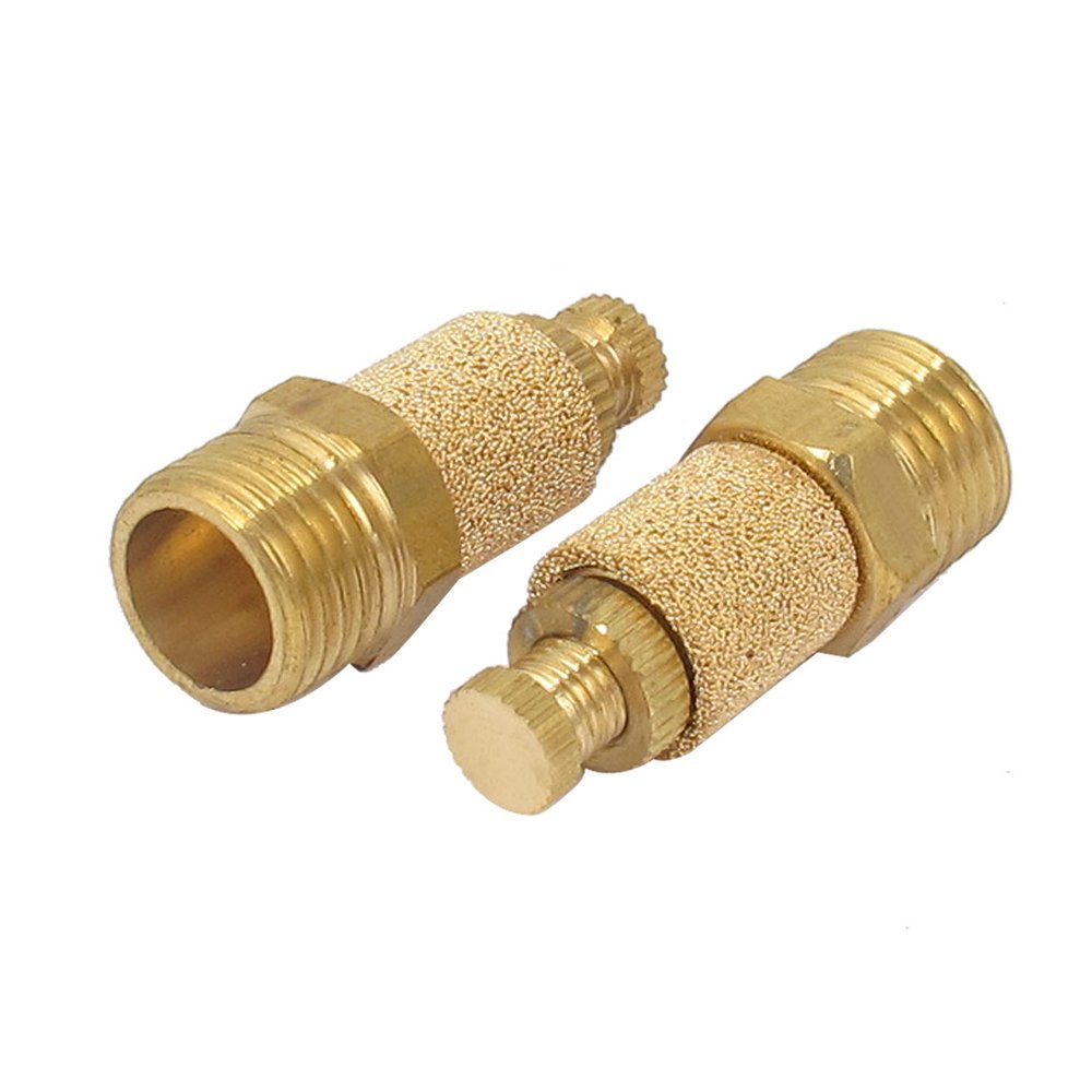 1/4BSP Thread Brass Adjustable Pneumatic Air Muffler Noise Exhaust 2pcs