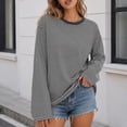 thumbnail image 2 of Yutgune Women's Striped Sweatshirt Crew Neck Long Sleeve Shirts Loose Casual Fall Top, 2 of 6