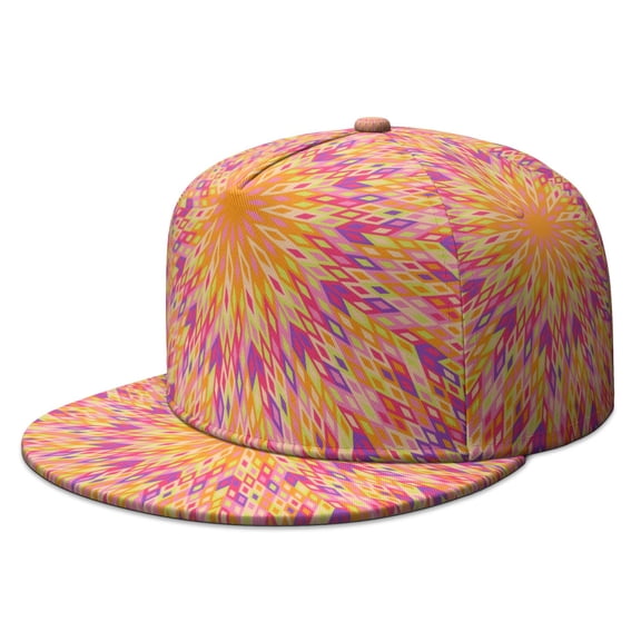 Indian-Inspired Mandala Snapback Hat, Adjustable Flat Visor Cap, Vibrant Spiritual Energy Print, Breathable Flat Brim