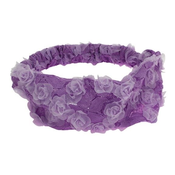 Unique Bargains 1 Pc Headband Floral Lace Wide Design Hairband for Women Purple