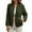 Army Green, variant on Women's Puffer Bomber Jacket Lightweight Quilted Jacket Long Sleeve Stand Collar Zip Up Warm Winter Coat Outwear with Pockets