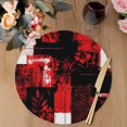 thumbnail image 3 of Red Black Round 13 Inch Placemats Set of 8, Modern Abstract Art Botanical HeatResistant Non Slip Place Mats for Dining Table, Wipeable Braided Kitchen Table Mats for Housewarming, 3 of 9