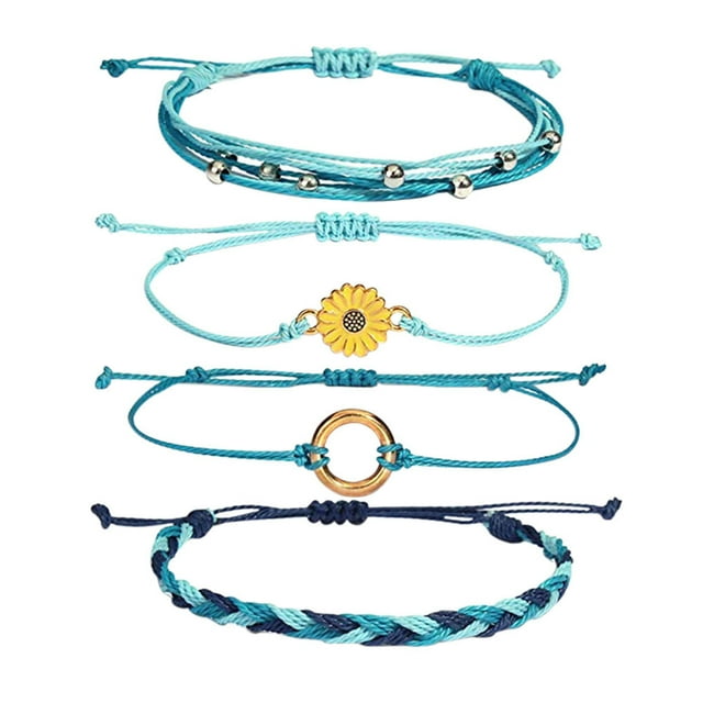 4 unids creativo hecho a mano de girasol pulsera de girasol ajustable correa de la muñeca