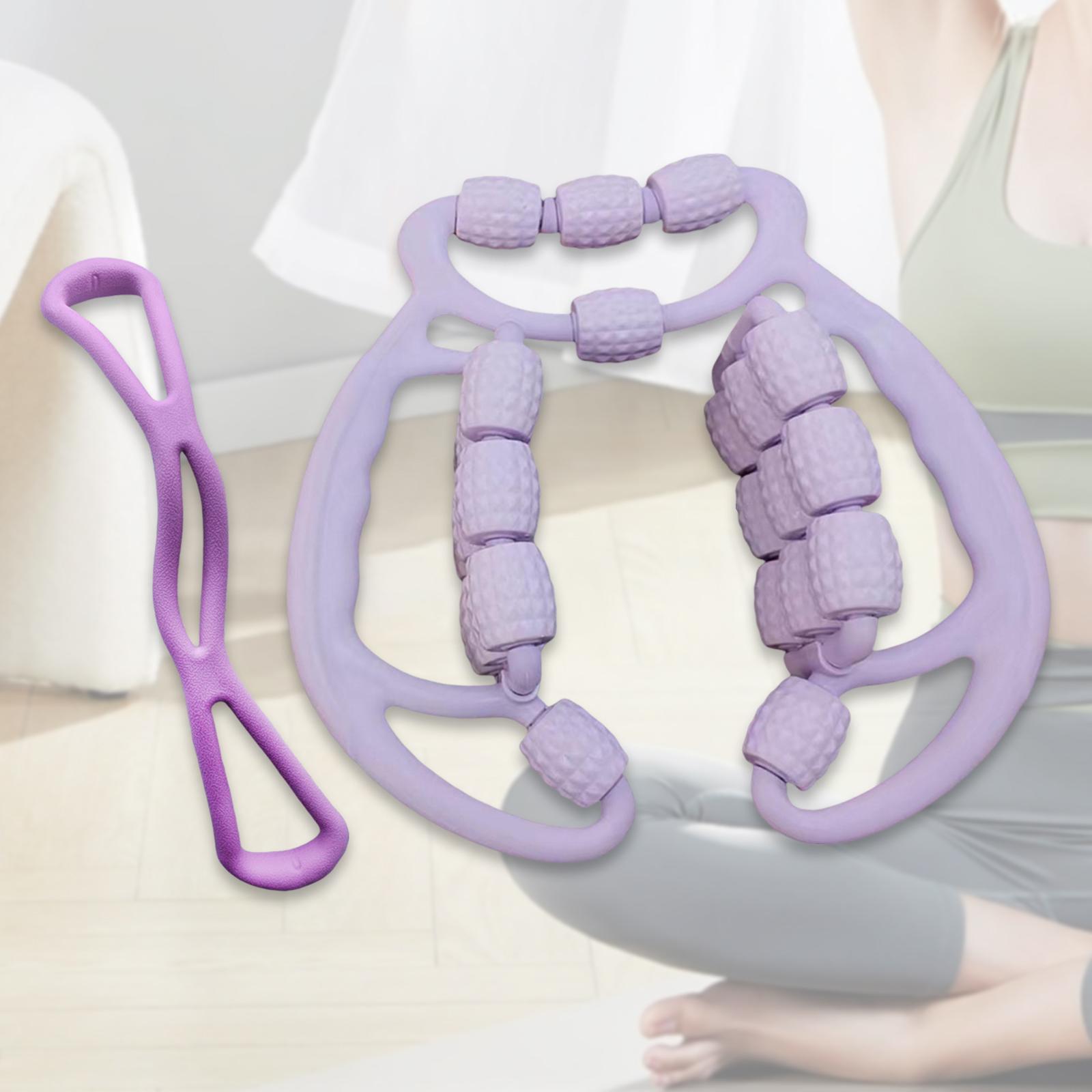 funtasica 24 Wheels Relax Roller Sturdy Circular Leg Clamps Muscle Relaxer Leg Roller Massage Tool for Fitness Exercise Shoulder Purple