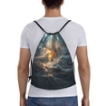thumbnail image 2 of Drawstring Backpack - Stormy Ocean Vortex Splash Proof Small Drawstring Gym Bag for Women Men, Cinch Sports String Bag Backpack for Travel Swimming Beach, 2 of 8