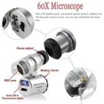 thumbnail image 4 of Mini microscopio de metal 60x Lupa de mano con luz LED UV para joyas Diamantes, piedras, monedas, sellos TUNC Sencillez, 4 of 5