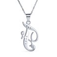 thumbnail image 2 of Collier Pendentif Initiale F Lettre Alphabet Script Cursif Pavé de Zircon Cubique ABC pour Femmes en Argent Sterling, 2 of 6