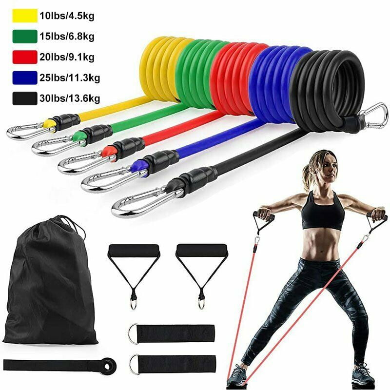 6/ 11 PCS Resistance Bands Set Home Gym Exercise Fitness Tube Bands Training 