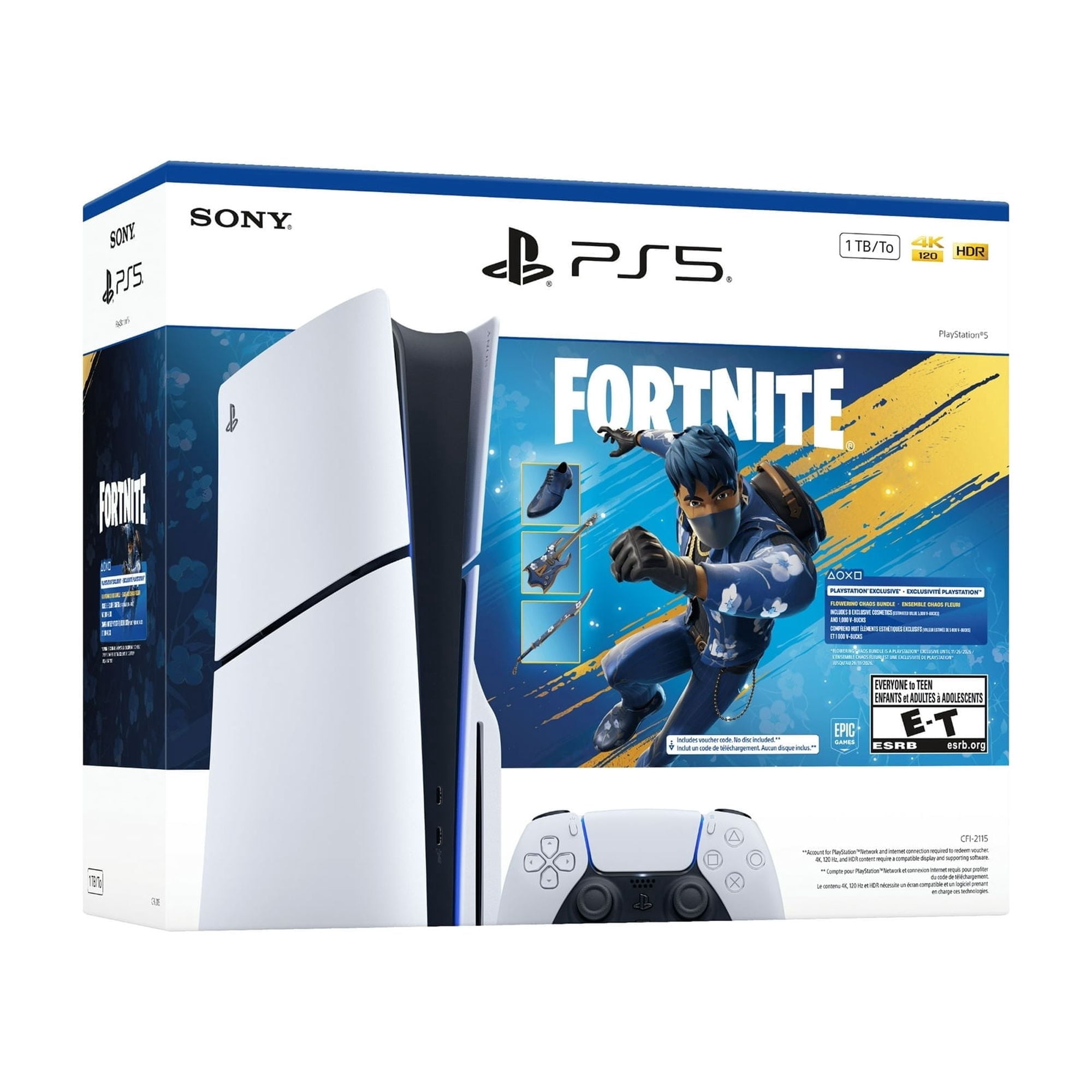 New TTrade PS_5 Slim Disc Edition 1TB Gaming Console – Fortnite Flowering Chaos Bundle Included Extra Purple Controller