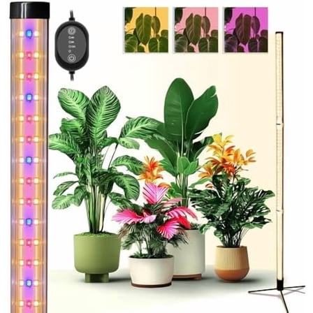 Grow Lights for Indoor Plants with Stand, Standing Grow Light with 3 Light Modes, LED Full Spectrum Vertical Grow Lights for Indoor Plants with Timer for Indoor Plants, Greenhouse (50 Inch)