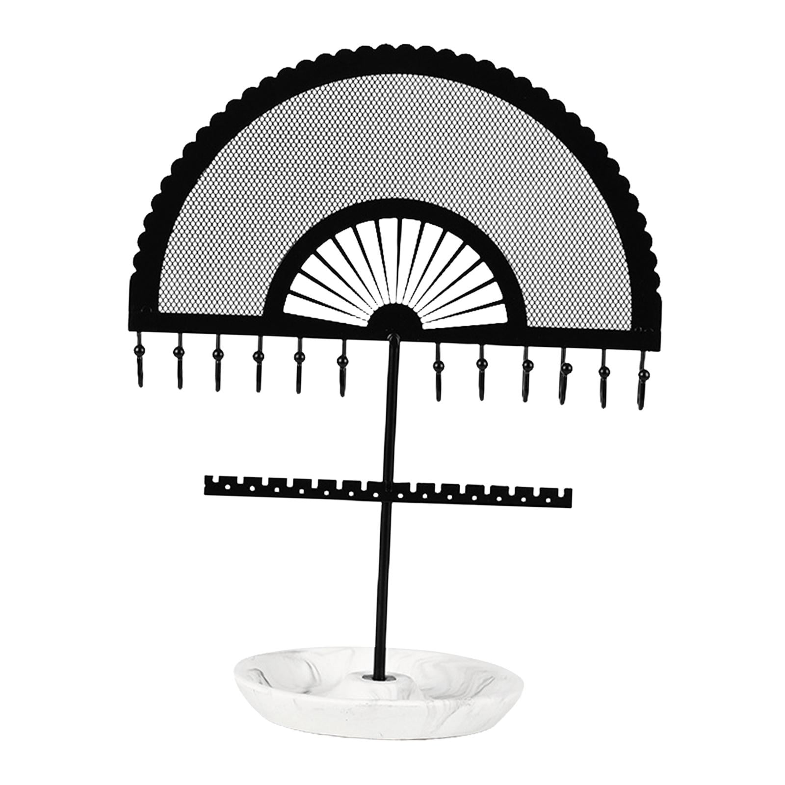 Fan Shaped Earring Display Stand Hanger Rack Free Standing with Stable Base Jewelry Organizer for Showcase Bangles Tabletop Earrings Pendant