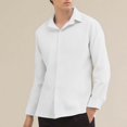 thumbnail image 2 of Mens Waffle Button Down Shirts Casual Fashion Loose Long Sleeve Lapel Dress Shirt Classic Regular Fit Blouses Tops White L, 2 of 6