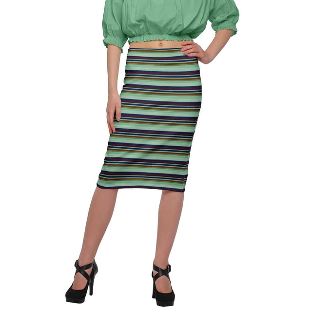 Moomaya Jupe en Poly Spandex Jupe Crayon Imprimée Grande Taille Vêtements d'Été