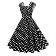 thumbnail image 2 of Women Vintage Cocktail Dress, Retro Polka A-Line Flowy Gown, Sleeveless 1950s Casual Dresses Black S, 2 of 9