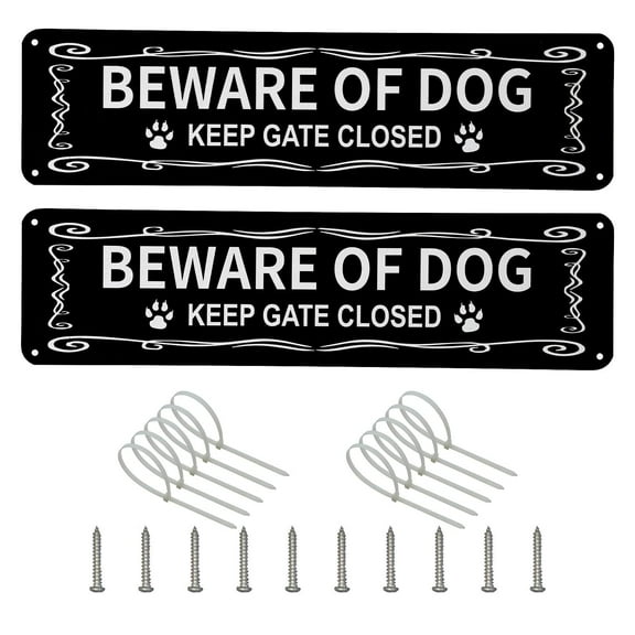 Yesurprise 2 Pack 12x3 Inch BEWARE OF DOG Signs for Fence Reflective, Fade Resistant, UV Protected Solid Aluminum Metal Warning Sign