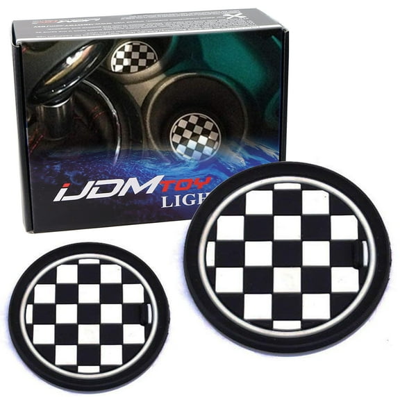 Black/White 78mm Checker Pattern Style Silicone Insert Mats For Mini Cooper R61 Paceman F55 F56 3rd Gen Front Console Drink Holders