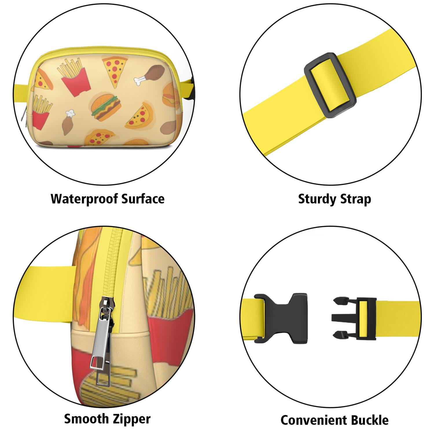 Cross Body Bag for Men&Women Hands Free Running Belt for Jogging with Adjustable Strap for Outdoors Workout Traveling Pizza Sporty Waist Pack