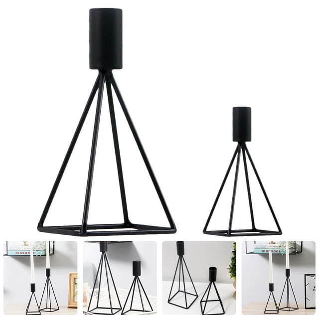 FOMIYES 2Ud Velas Metálico Negro Con Estilo Geométrico Para