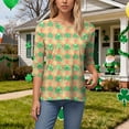 thumbnail image 4 of felwors St Patty's Day Shirt Women 2025 Casual Plus Size 3/4 Sleeve Irish Clover Shirts Funny Saint Patrick's Tunic Tops (Gold, L), 4 of 6
