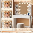 thumbnail image 3 of Akaber Makeup Vanity with Mirror and LED Lights, 3 Color Lighting, Power Outlet, Small Vanity Desk with 2 Drawers, 6 Shelves, Dressing Table for Small Spaces, 3 of 9