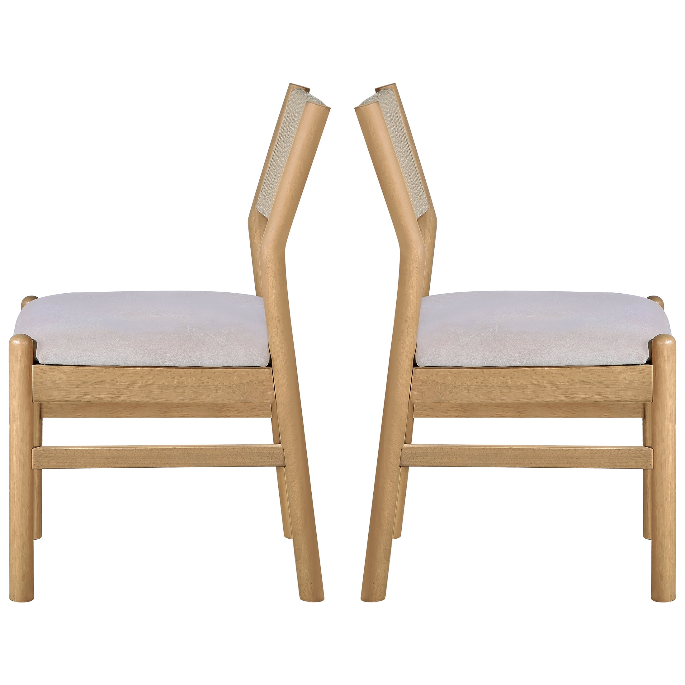 Better Homes & Gardens Lillian Fluted Dining Chairs 2 Pack, Beige Velvet, Rope Back