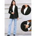 thumbnail image 2 of DARING DIVA Women's Lapel Collar One Button Overcoat with Belt XS Black, 2 of 7