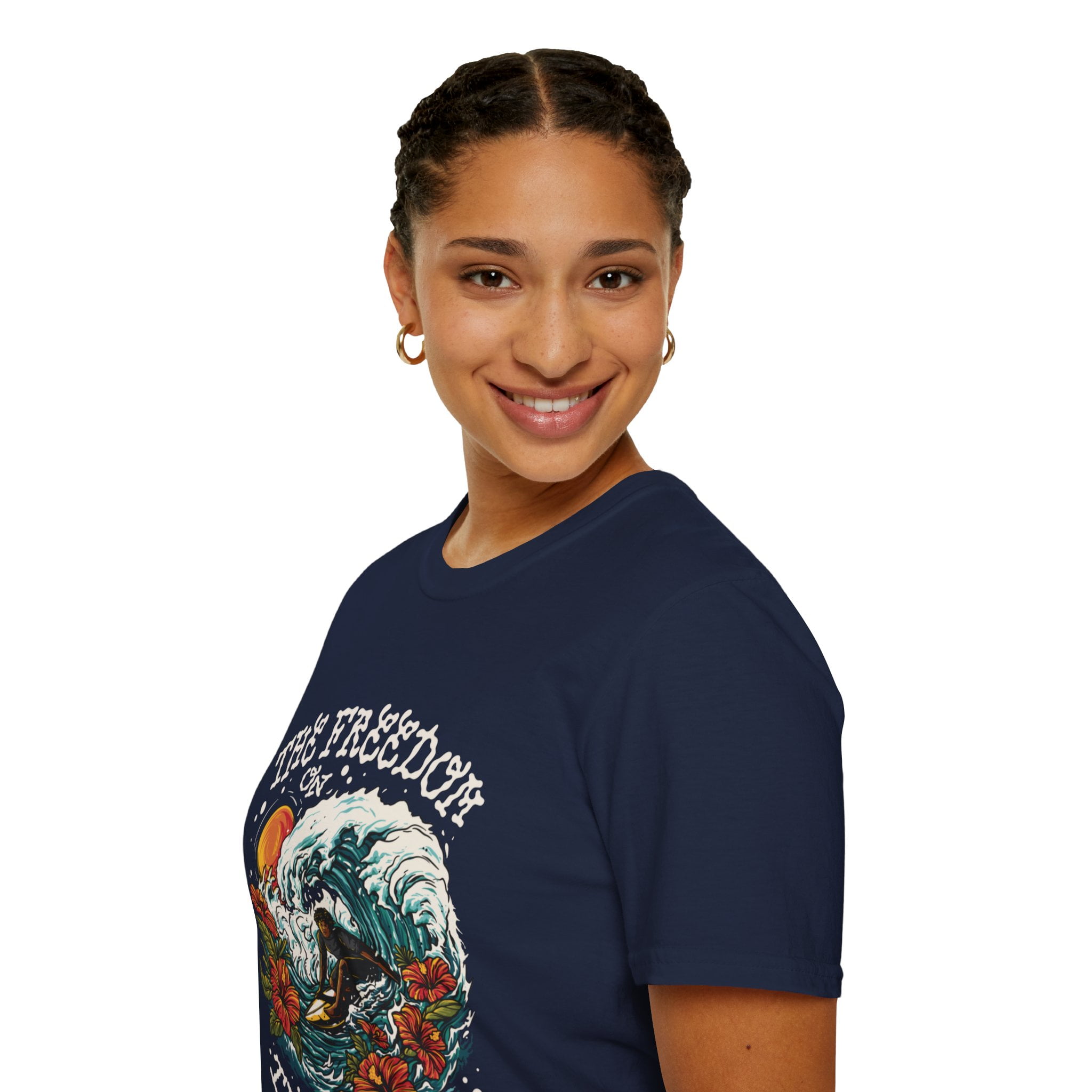 The Freedom On The Waves Surf Lover Novelty Graphic Unisex Softstyle TShirt