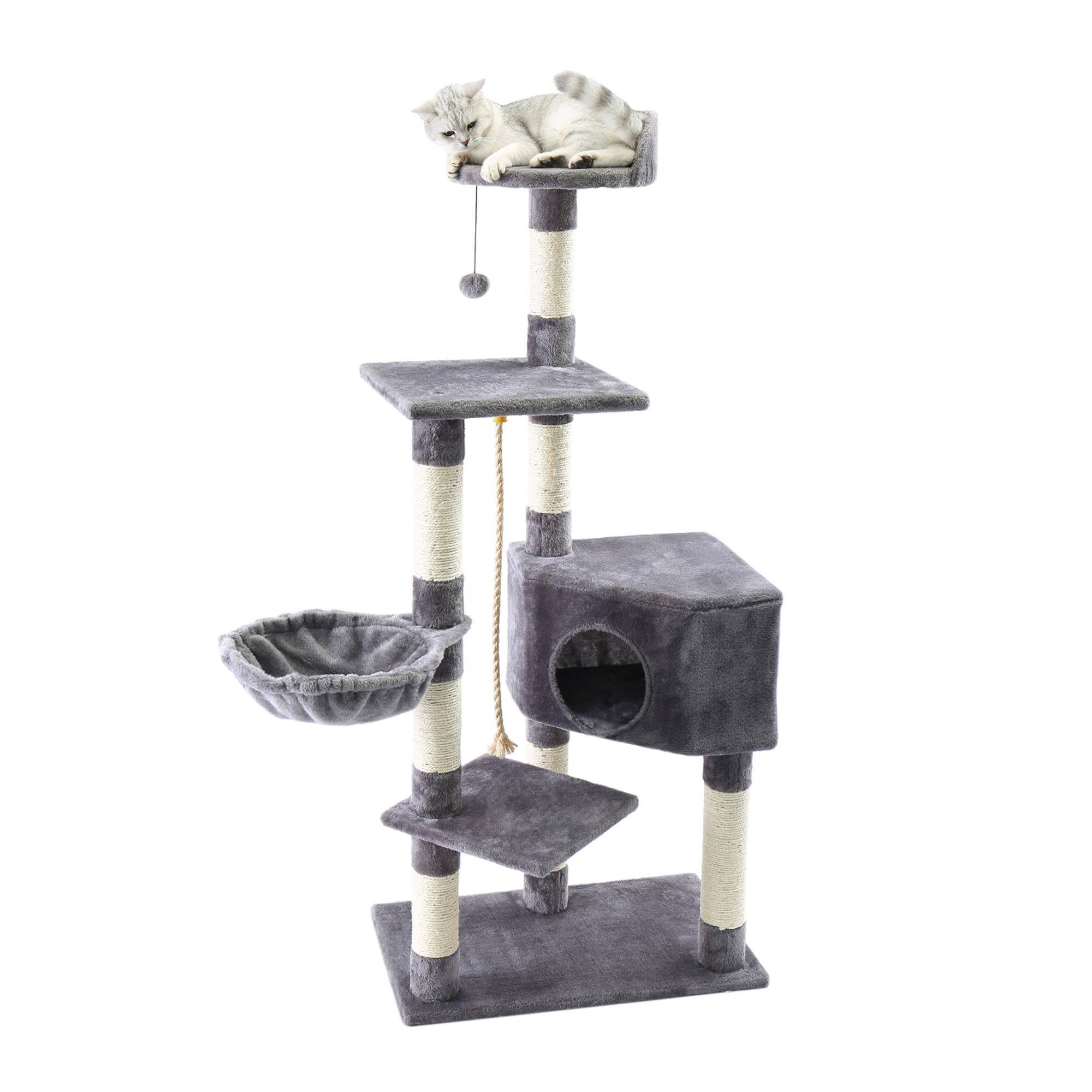 Pefilos 54" Multi-Level Cat Tree Tower, Cat Condo with Sisal-Covered Scratching Post for Pet Kitten, Gray Pefilos 54" Multi-Level Cat Tree Tower, Cat Condo with Sisal-Covered Scratching Post for Pet Kitten, Gray