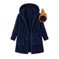 thumbnail image 3 of Winter Coats for Women Long Plush Hooded Soft Fleece Zip-Up Jacket with Pockets,Warm Winter Outerwear for Casual Wear, 3 of 6