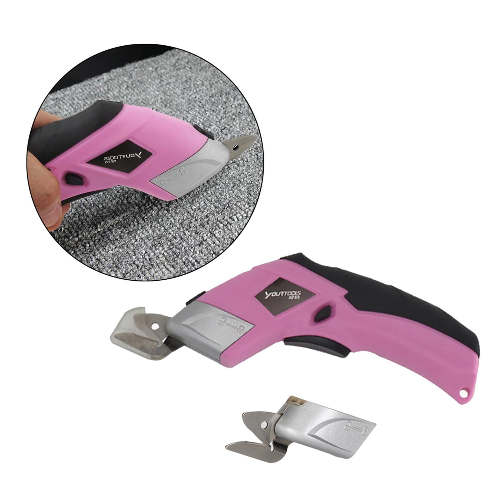 GUOOL Electric Scissors Fabric Cutter - Rechargeable Shears Scissors Cutting Tool with 2 Cutting for Cutting Leather Carpet Cardboard - Pink
