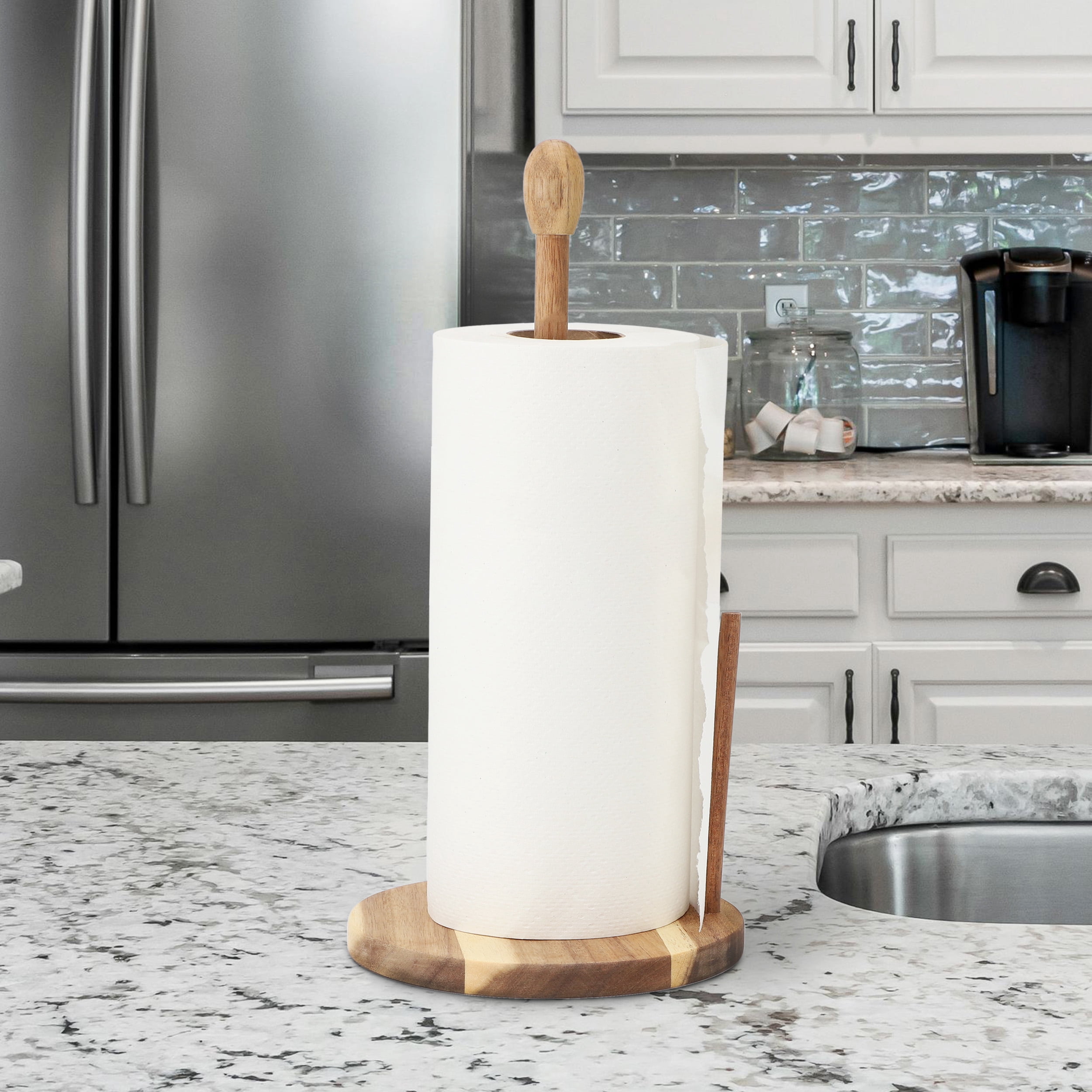 Elama 14 inch Acacia Wood Paper Towel Holder