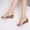 Gold, variant on Women's Two Strap Wedge Sandals, Open Toe Elastic Back Platform Wedges, Comfortable Summer Shoes for Vacation, Wedding, Daily Wear Pink 37