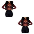 thumbnail image 1 of Qarigey Mujer Base Camisa Sexy Manga Larga Encantadora Señoras Camiseta Moda Decoración Club Mujer Tops Primavera Verano Vino Rojo L Vino rojo L 2Conjunto, 1 of 6