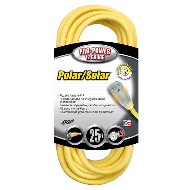 Coleman Cable 1687SW0002 25' 12/3 Gauge Yellow AllWeather Extension