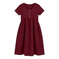 thumbnail image 6 of yoeyez Summer Maxi Dresses For Women Casual Plus Size Cotton Linen Dress Crew Neck Irregular Loose Long Dress With Pockets Vestidos Elegantes de Mujer, 6 of 7