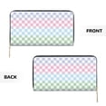 thumbnail image 3 of Leather Thin Slim Wallets for Women Men - Colorful Checkerboard Clutch Card Wallet for Women Men with Zipper, 3 of 7