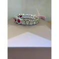 thumbnail image 2 of TAAPSEE JEWELS Half Eternity Band Wedding Band Ring Round Cut Lab Created Ruby Halo 925 Sterling Silver, 2 of 5