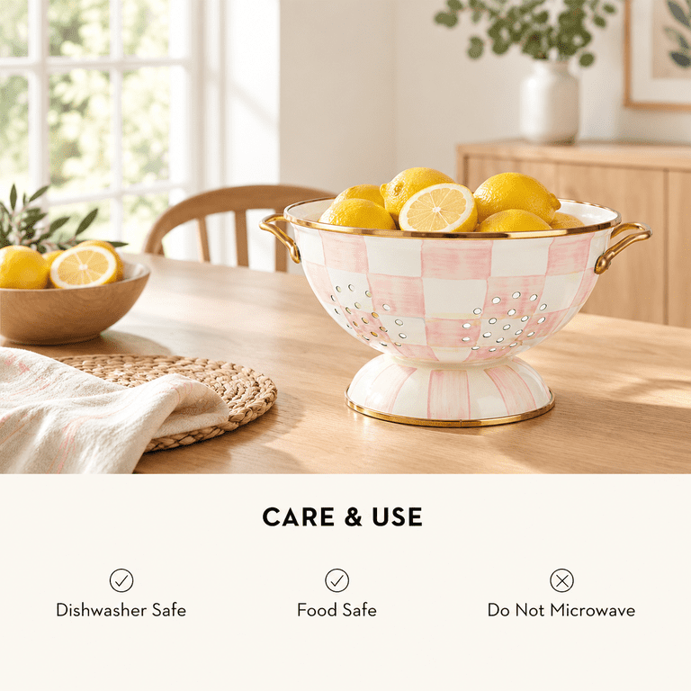 Enamel Colander Large Pink-and-white Rosy Check - Walmart.com