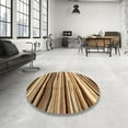 thumbnail image 3 of Ahgly Company Indoor Round Contemporary Saddle Brown Abstract Area Rugs, 3' Round, 3 of 6