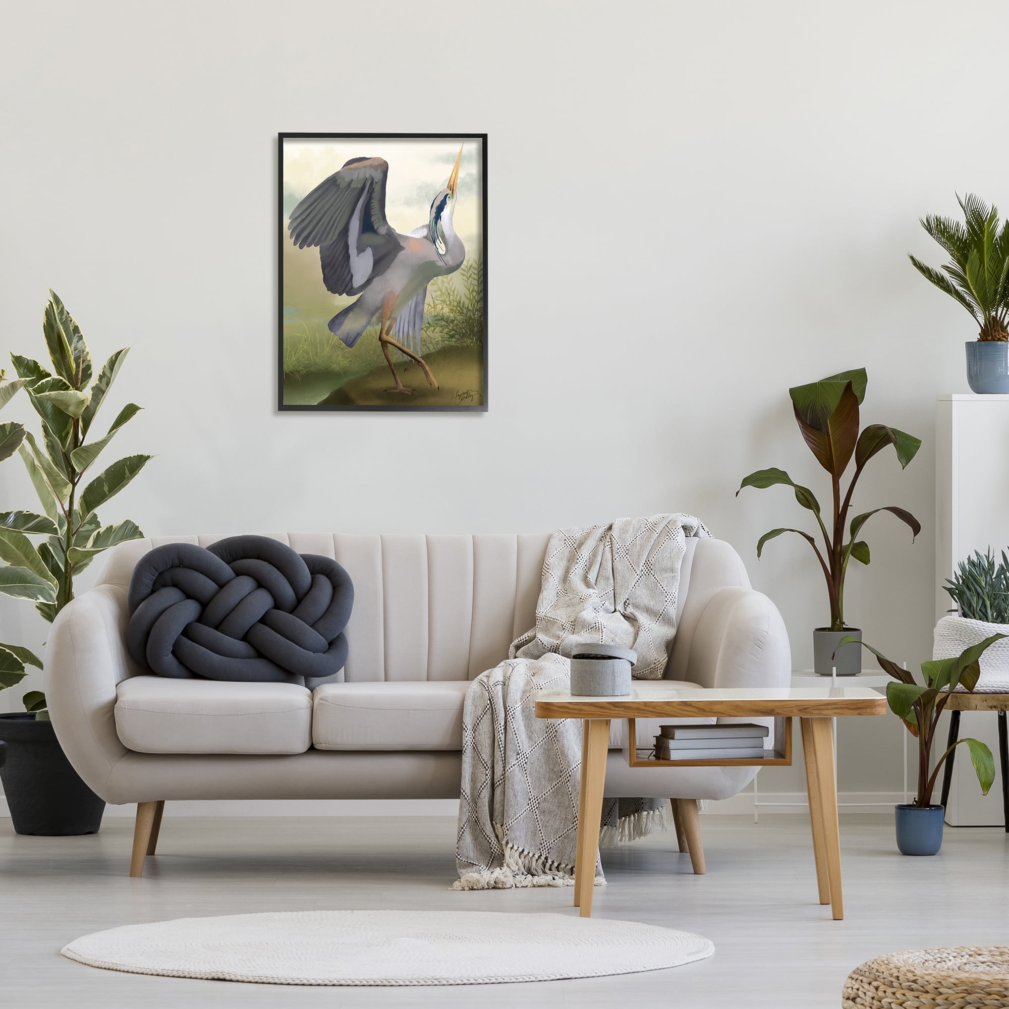 Stupell Industries Crane Dance Landscape Animals & Insects Painting Black Framed Art Print Wall Art, 24 x 30