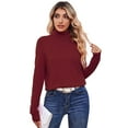 thumbnail image 3 of COMOSOFFER Red Turtleneck Lightweight Sweaters for Women Soft Sweaters Womens Turtleneck Long Sleeve Pullover Knit Sweater Tops, 3 of 7