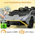 thumbnail image 5 of 24V Lamborghini Huracan Ride On Car, Battery Powered Electric Car with Parent Remote Control, USB Port, Bluetooth, Drifting, LED Lights, Music and 2 Speeds for Kids Ages 3-8, Gray, 5 of 8